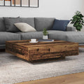 vidaXL Stolik kawowy Ze LED Lights Stare drewno 100 x 100 x 31 cm