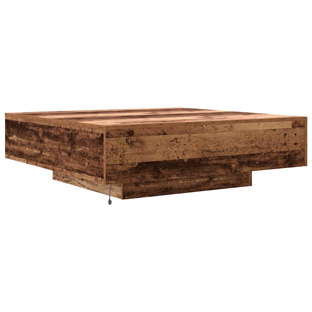 vidaXL Stolik kawowy Ze LED Lights Stare drewno 100 x 100 x 31 cm