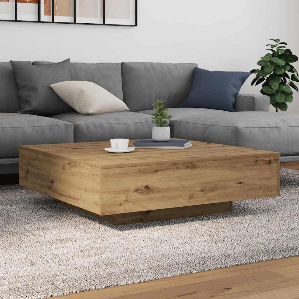 vidaXL Stolik kawowy Ze LED Lights Dąb rzemieślniczy 100 x 100 x 31 cm