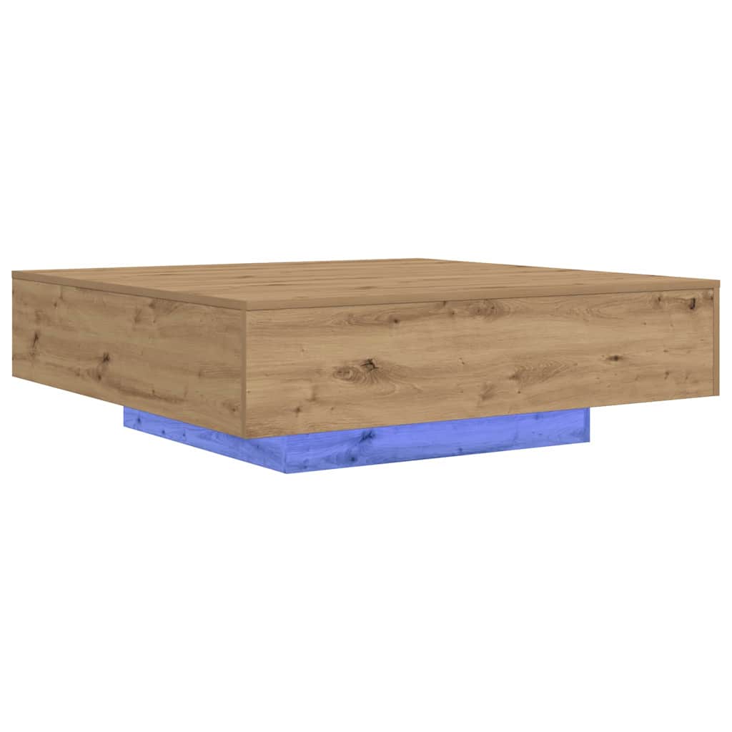 vidaXL Stolik kawowy Ze LED Lights Dąb rzemieślniczy 100 x 100 x 31 cm