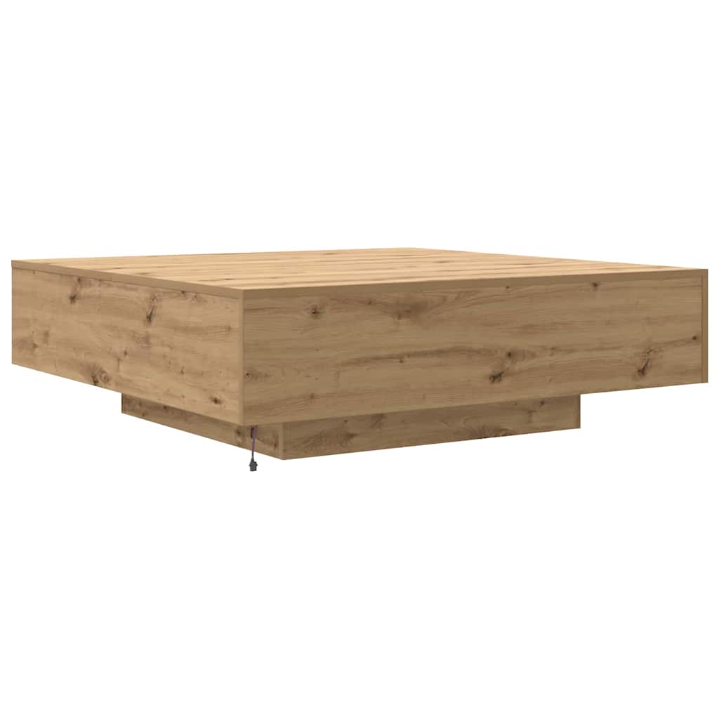 vidaXL Stolik kawowy Ze LED Lights Dąb rzemieślniczy 100 x 100 x 31 cm