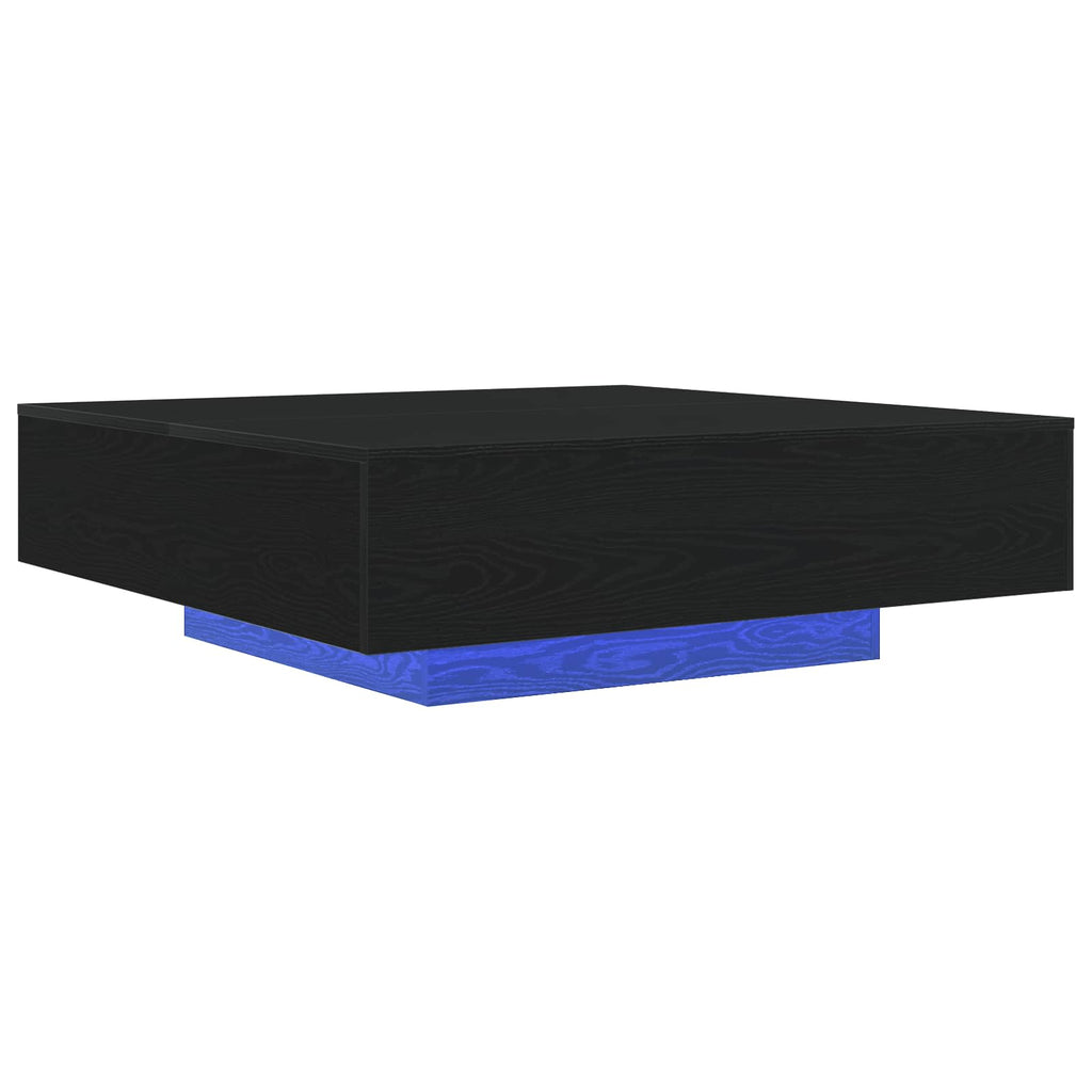 vidaXL Stolik kawowy Ze LED Lights Czarny Dąb 100 x 100 x 31 cm