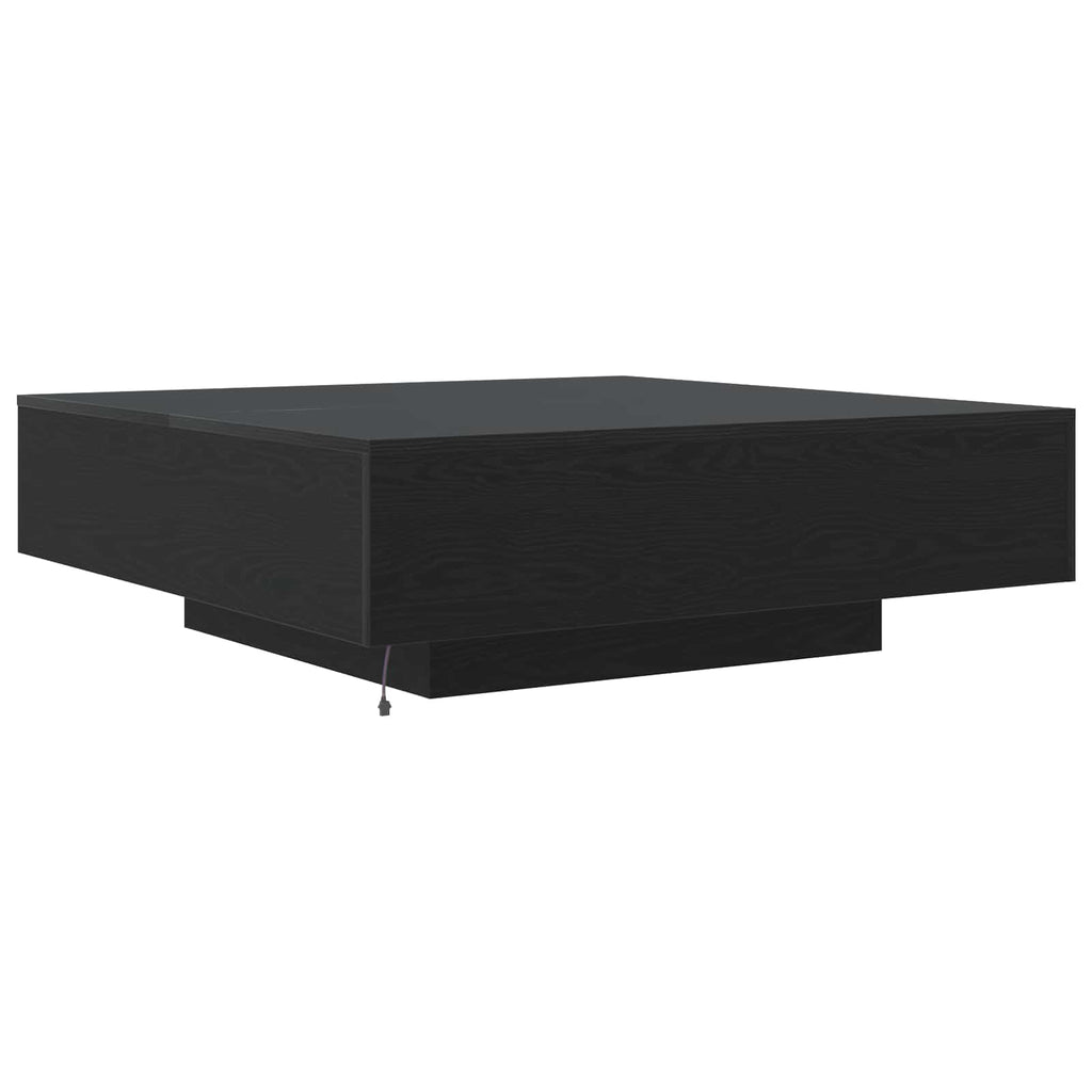 vidaXL Stolik kawowy Ze LED Lights Czarny Dąb 100 x 100 x 31 cm