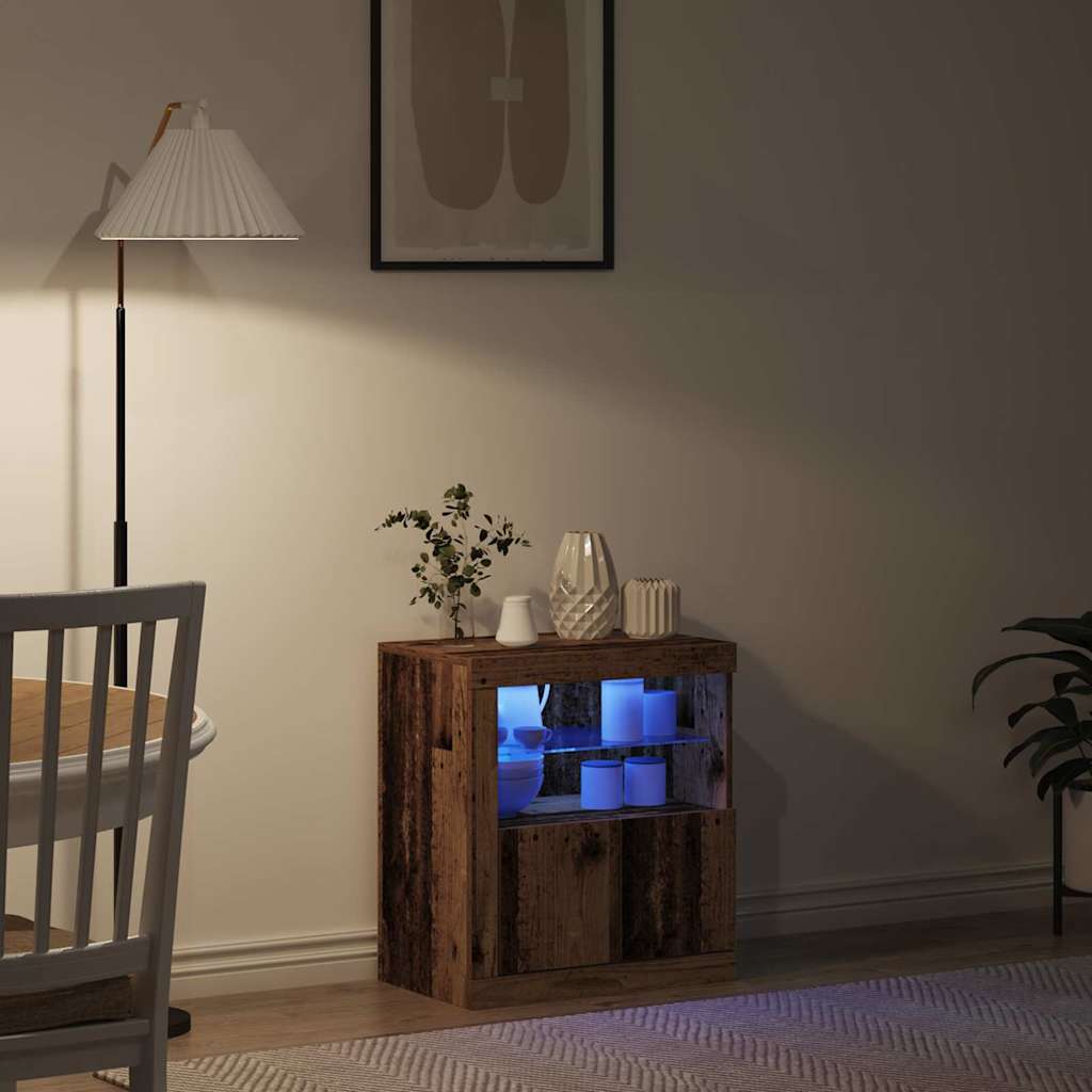vidaXL Komoda LED Brązowy 60,5 x 37 x 67 cm Materiał drewnopochodny