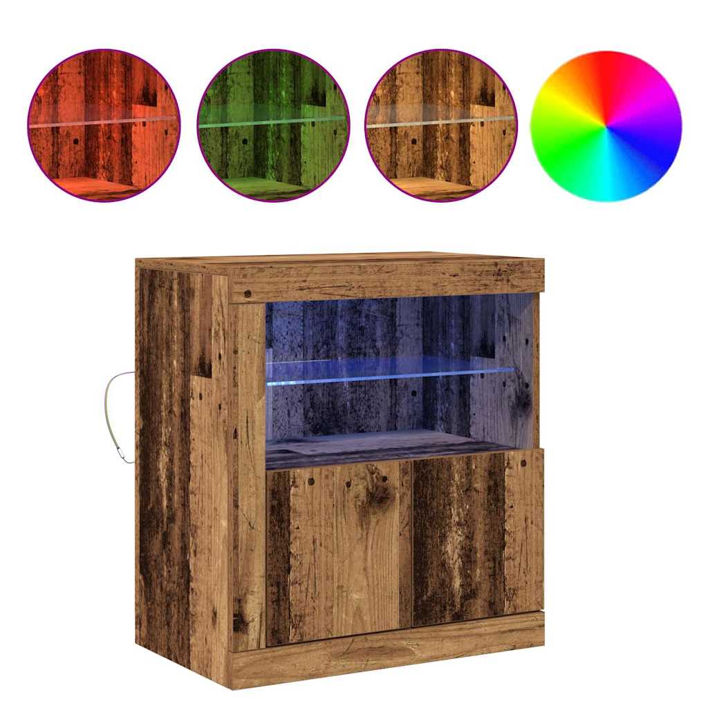 vidaXL Komoda LED Brązowy 60,5 x 37 x 67 cm Materiał drewnopochodny