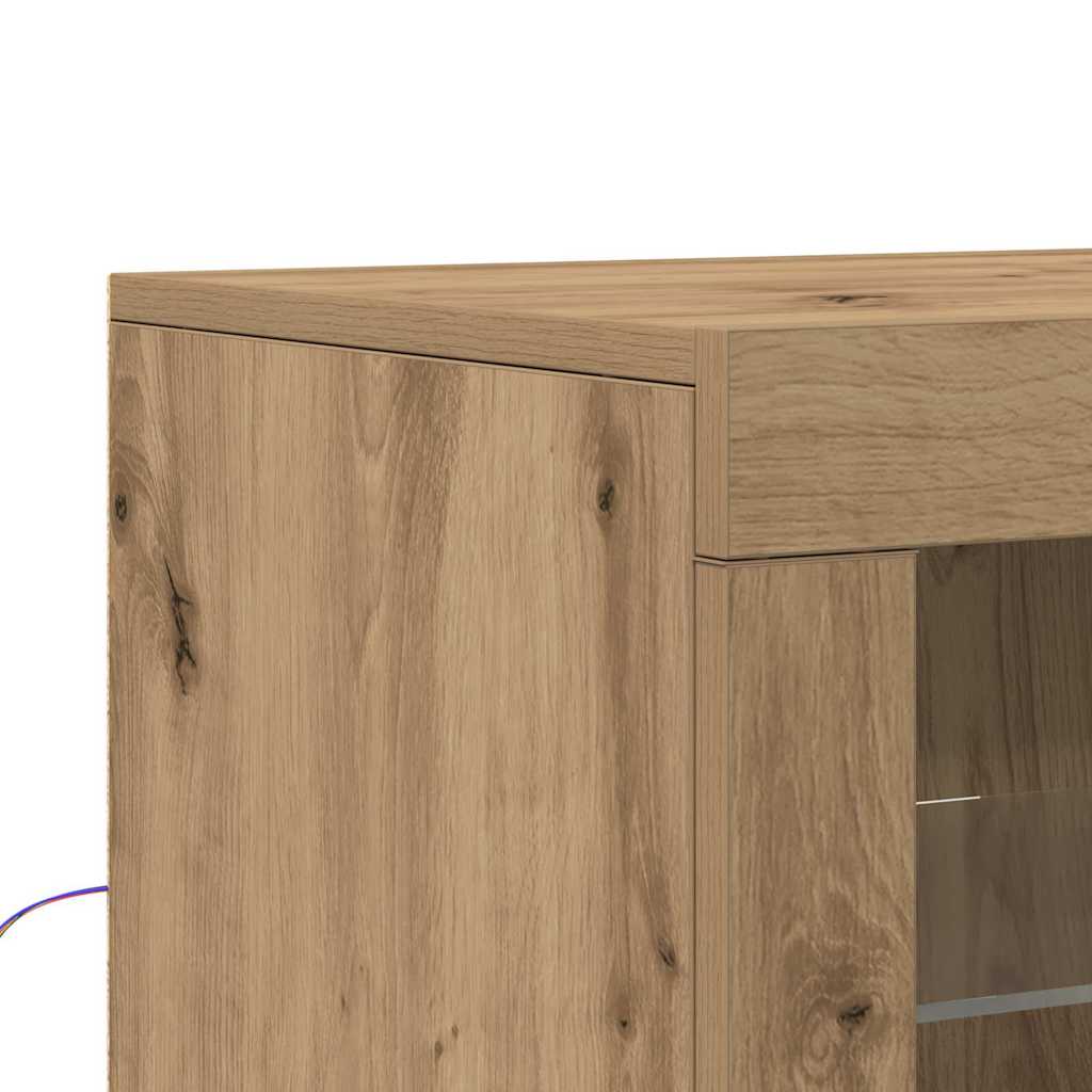 vidaXL Komoda LED Brązowy 60,5 x 37 x 67 cm Materiał drewnopochodny