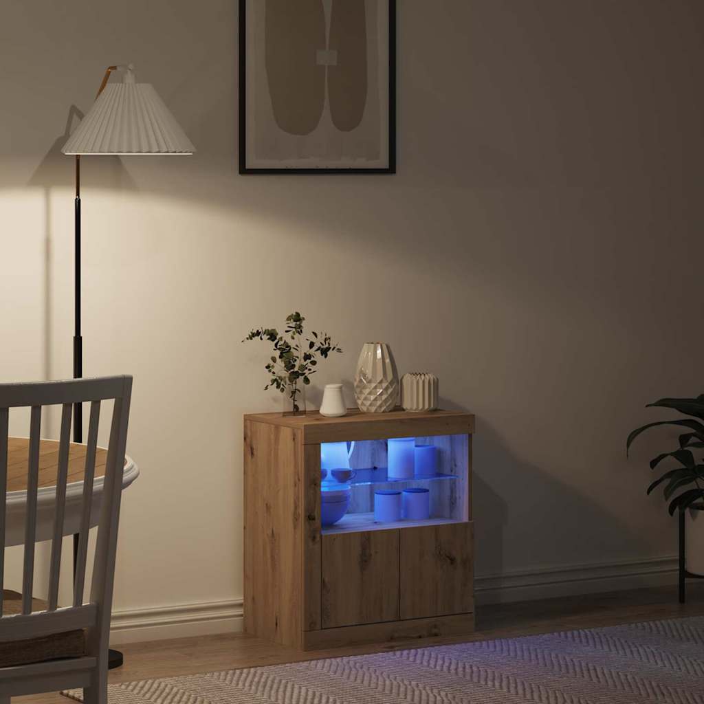 vidaXL Komoda LED Brązowy 60,5 x 37 x 67 cm Materiał drewnopochodny