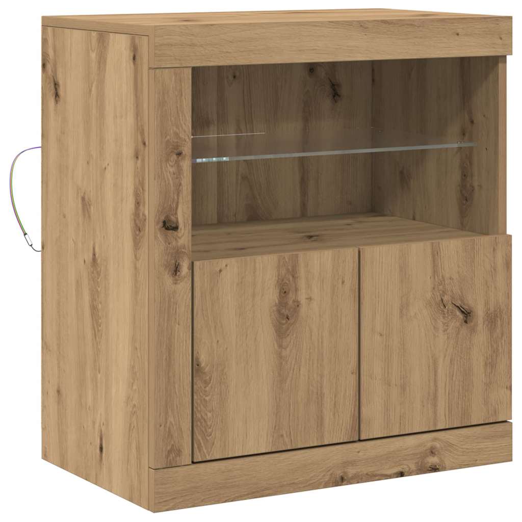 vidaXL Komoda LED Brązowy 60,5 x 37 x 67 cm Materiał drewnopochodny