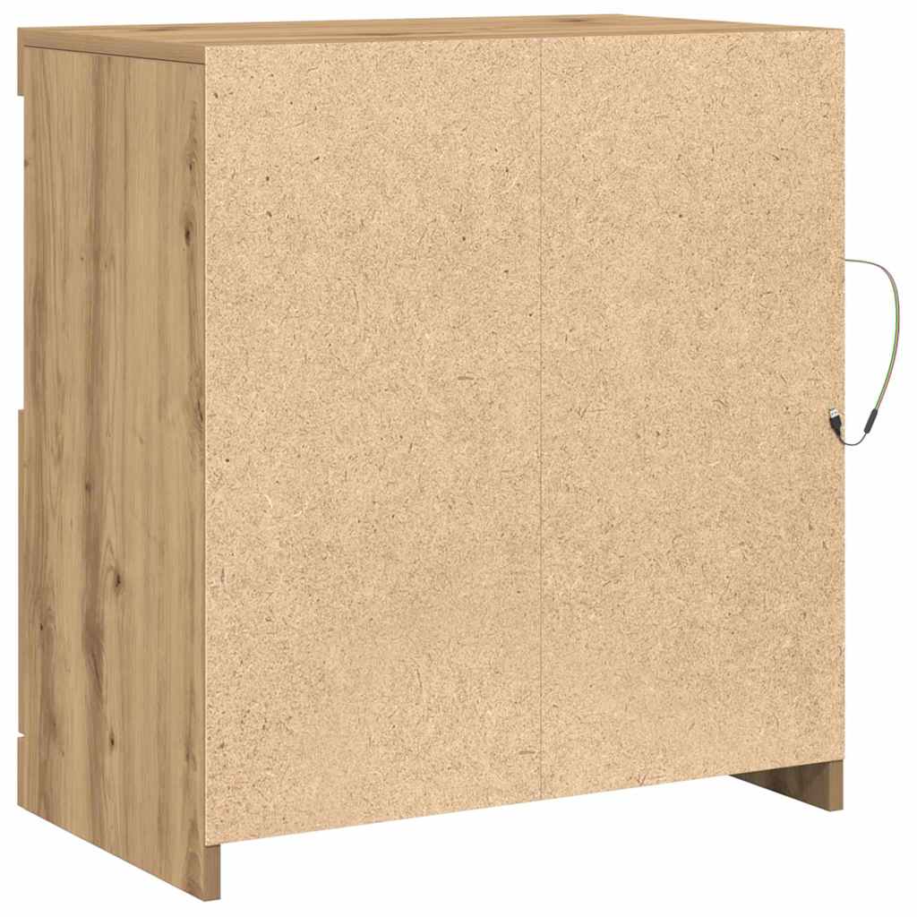 vidaXL Komoda LED Brązowy 60,5 x 37 x 67 cm Materiał drewnopochodny