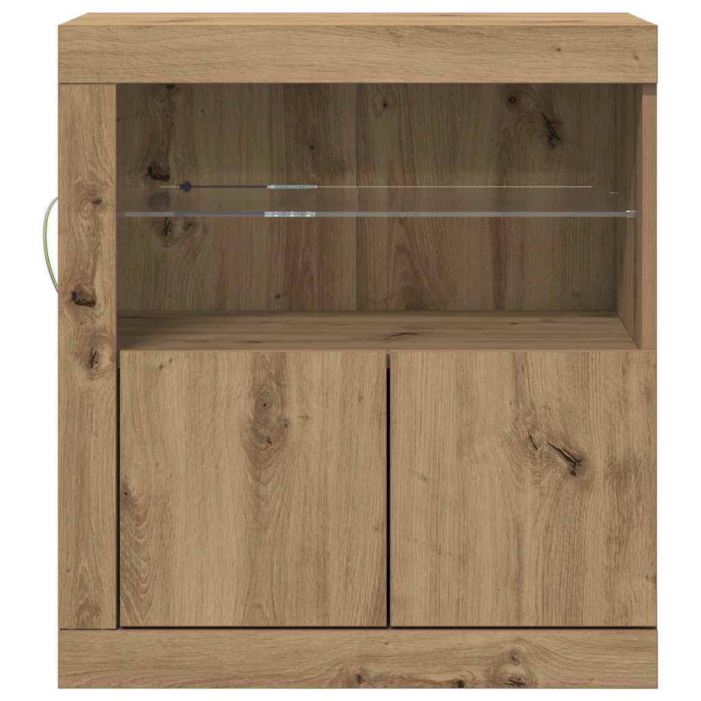 vidaXL Komoda LED Brązowy 60,5 x 37 x 67 cm Materiał drewnopochodny