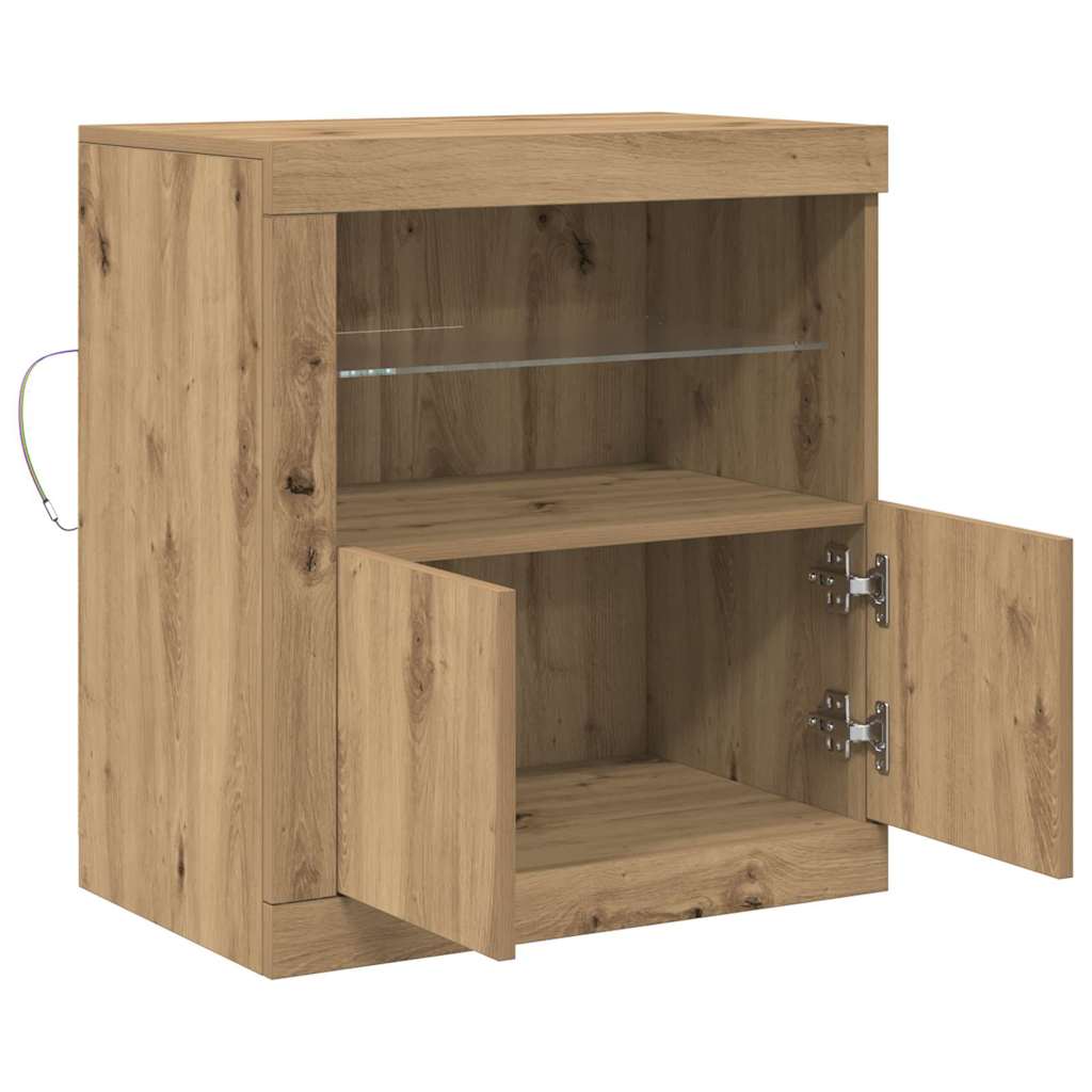 vidaXL Komoda LED Brązowy 60,5 x 37 x 67 cm Materiał drewnopochodny