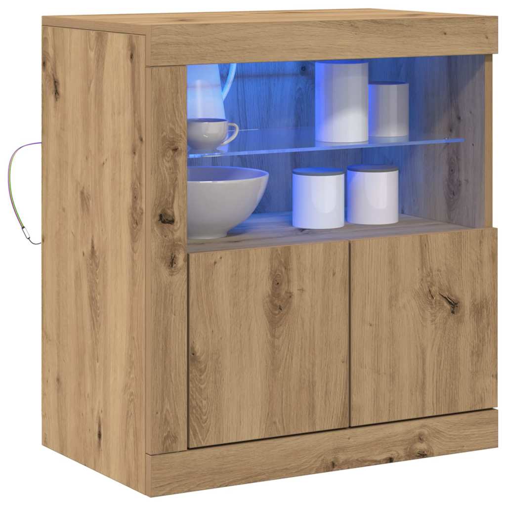 vidaXL Komoda LED Brązowy 60,5 x 37 x 67 cm Materiał drewnopochodny