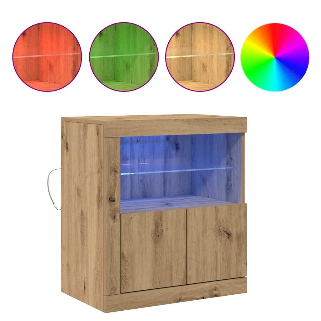 vidaXL Komoda LED Brązowy 60,5 x 37 x 67 cm Materiał drewnopochodny
