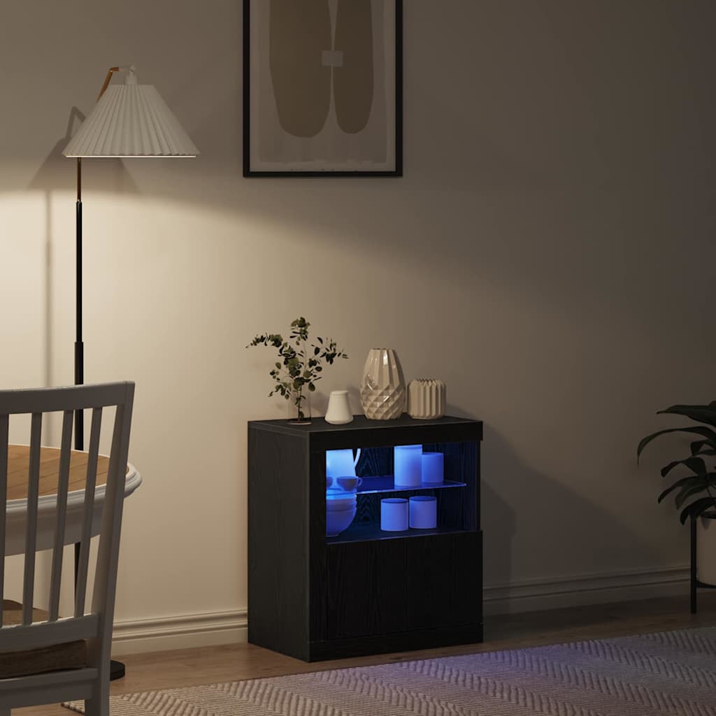 vidaXL Komoda LED Czarny 60,5 x 37 x 67 cm Materiał drewnopochodny