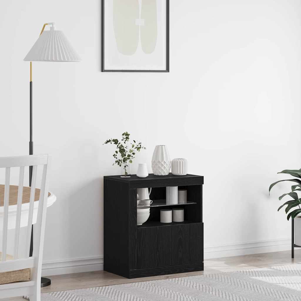 vidaXL Komoda LED Czarny 60,5 x 37 x 67 cm Materiał drewnopochodny