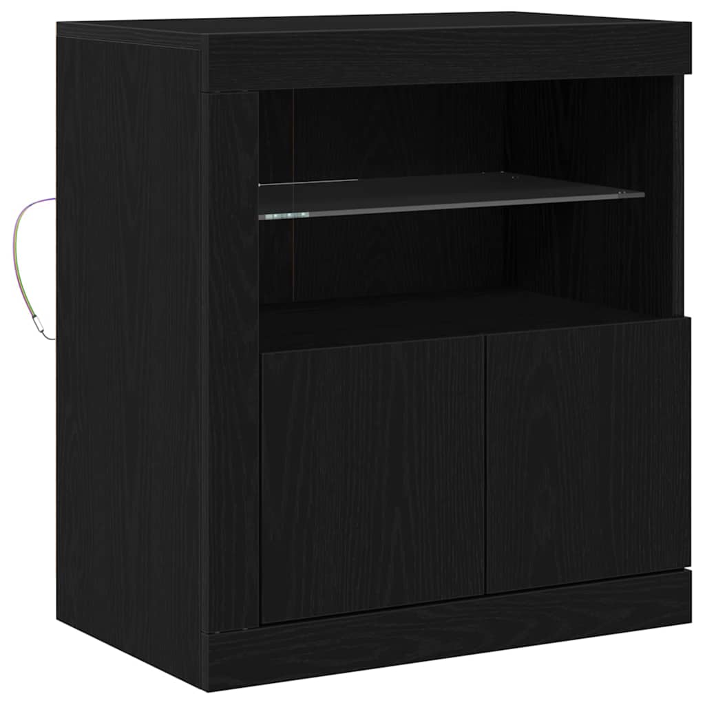 vidaXL Komoda LED Czarny 60,5 x 37 x 67 cm Materiał drewnopochodny