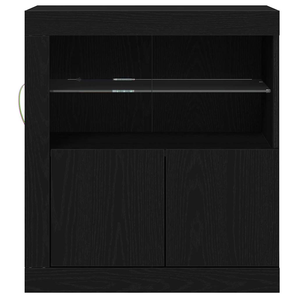 vidaXL Komoda LED Czarny 60,5 x 37 x 67 cm Materiał drewnopochodny