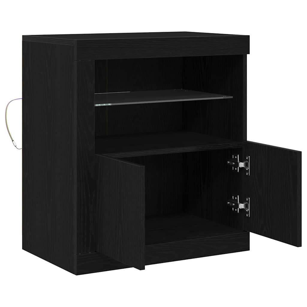 vidaXL Komoda LED Czarny 60,5 x 37 x 67 cm Materiał drewnopochodny