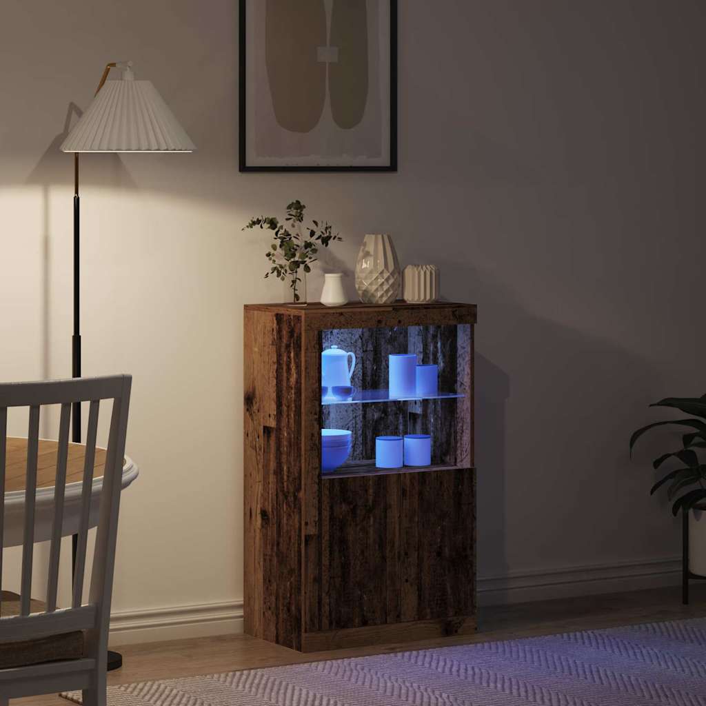 vidaXL Komoda LED Ze LED Lights Stare drewno 60,5 x 37 x 100 cm