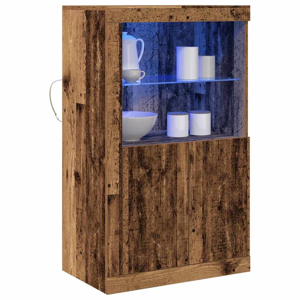 vidaXL Komoda LED Ze LED Lights Stare drewno 60,5 x 37 x 100 cm