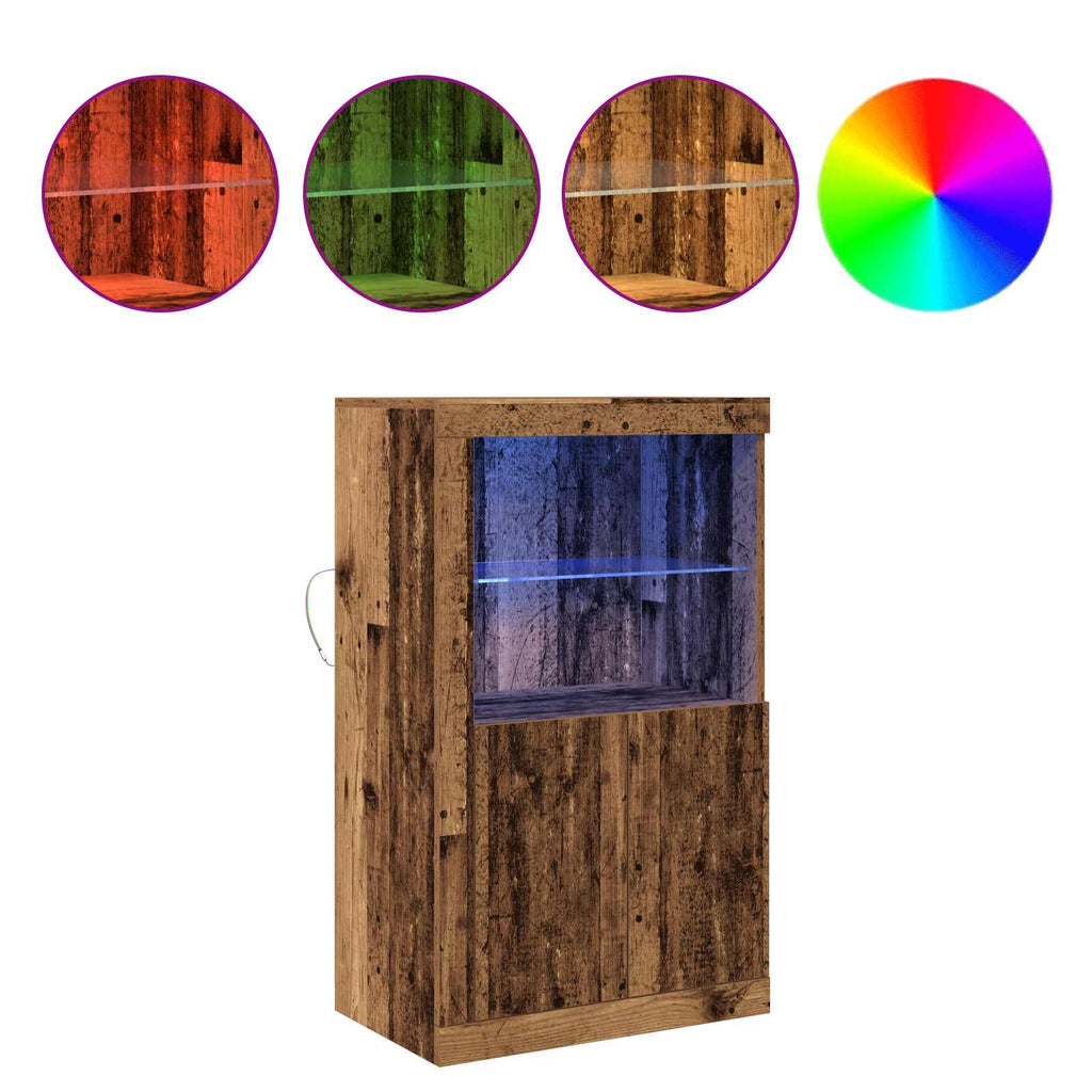 vidaXL Komoda LED Ze LED Lights Stare drewno 60,5 x 37 x 100 cm