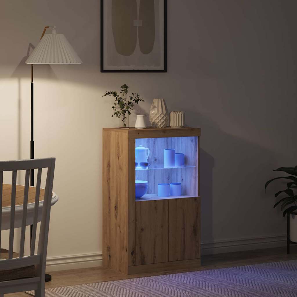 vidaXL Komoda LED Ze LED Lights Dąb rzemieślniczy 60,5 x 37 x 100 cm