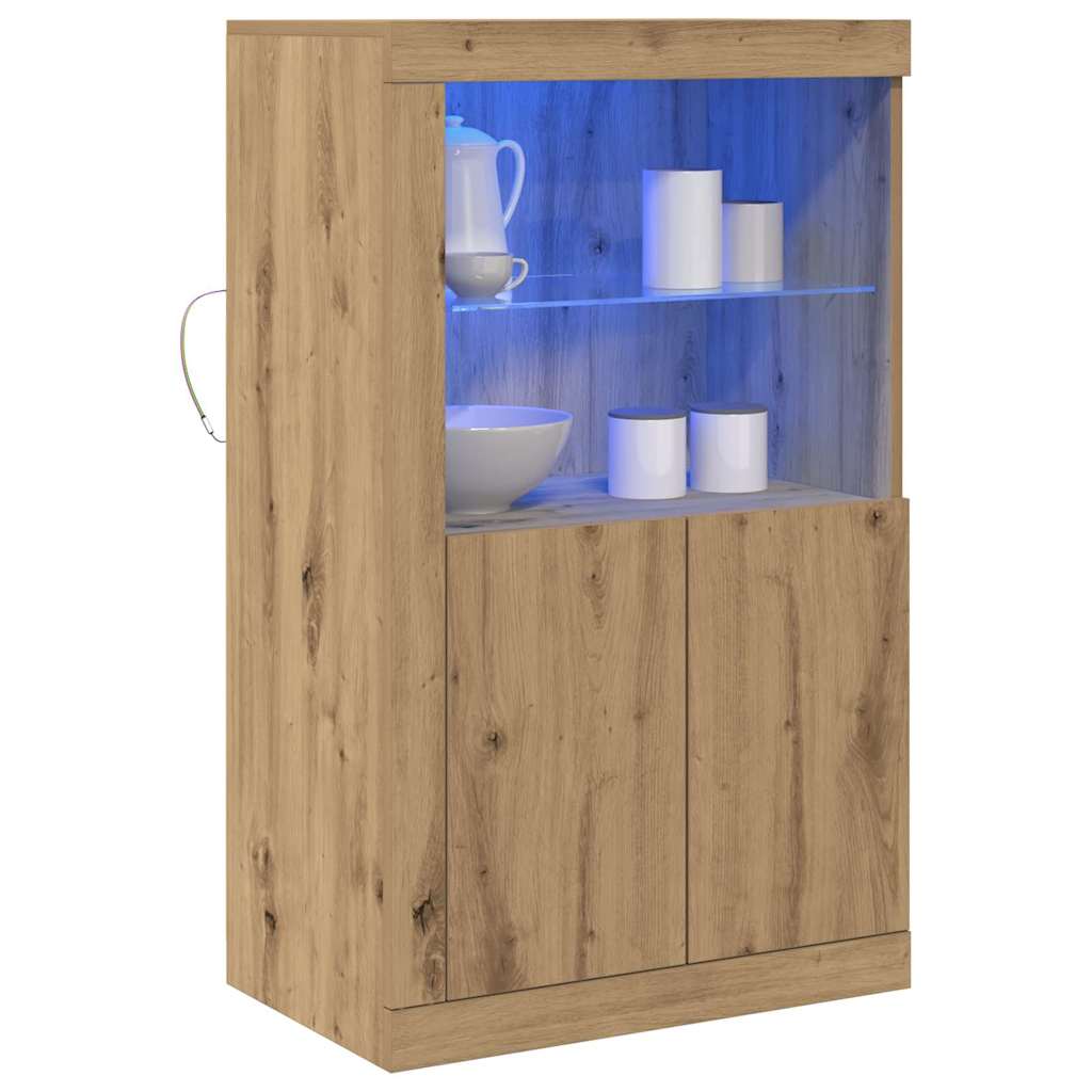 vidaXL Komoda LED Ze LED Lights Dąb rzemieślniczy 60,5 x 37 x 100 cm