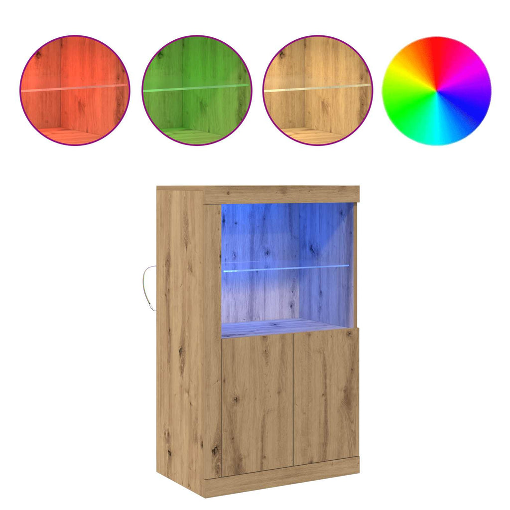 vidaXL Komoda LED Ze LED Lights Dąb rzemieślniczy 60,5 x 37 x 100 cm