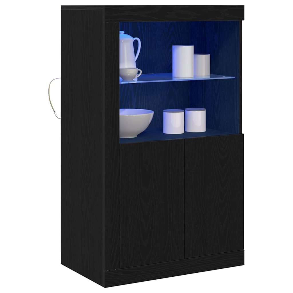vidaXL Komoda LED Ze LED Lights Czarny Dąb 60,5 x 37 x 100 cm