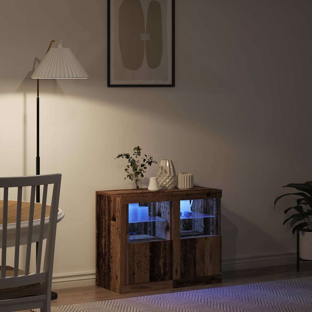 vidaXL Komoda LED Ze LED Lights 2 pcs Stare drewno 41 x 37 x 67 cm