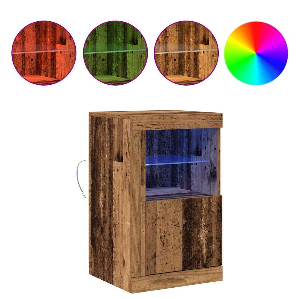 vidaXL Komoda LED Ze LED Lights 2 pcs Stare drewno 41 x 37 x 67 cm