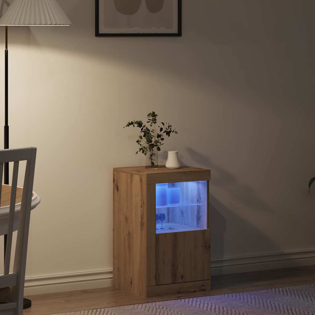 vidaXL Komoda LED Ze LED Lights Dąb rzemieślniczy 41 x 37 x 67 cm