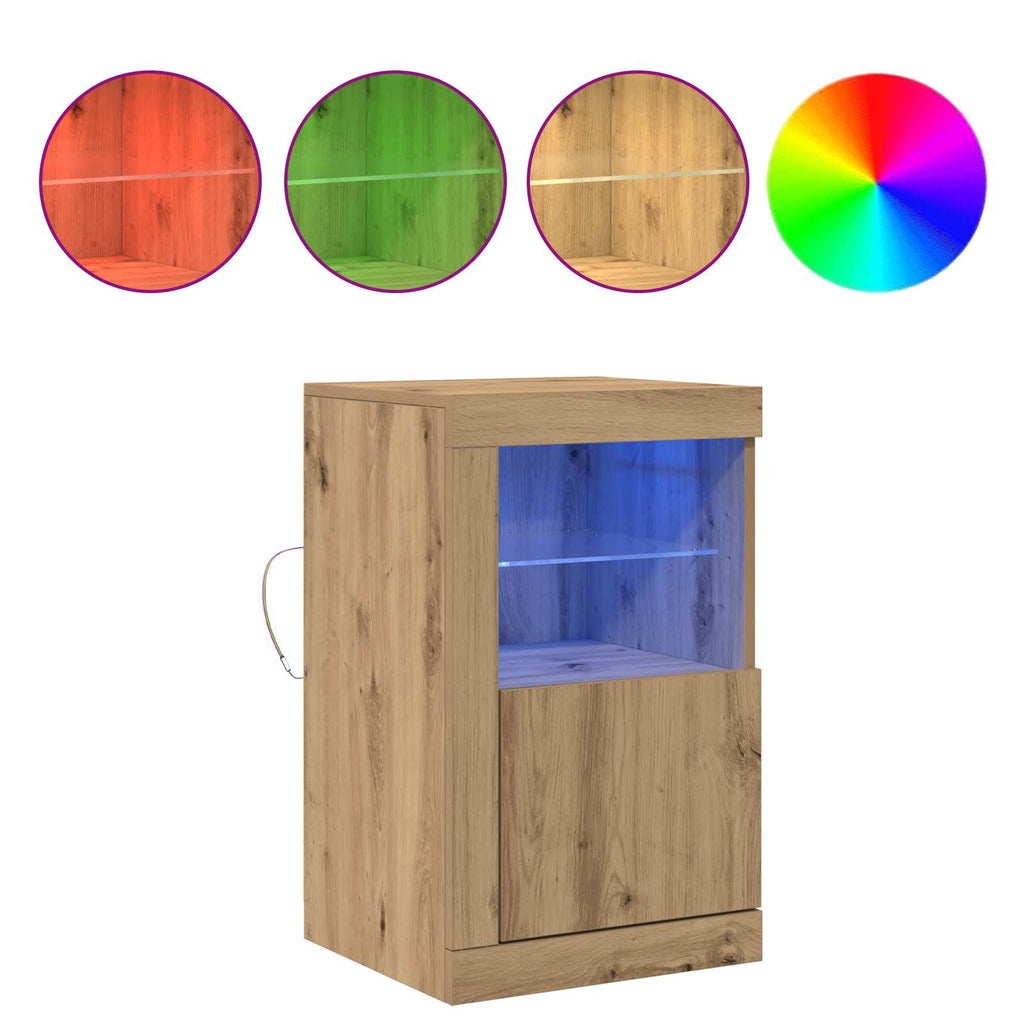 vidaXL Komoda LED Ze LED Lights Dąb rzemieślniczy 41 x 37 x 67 cm