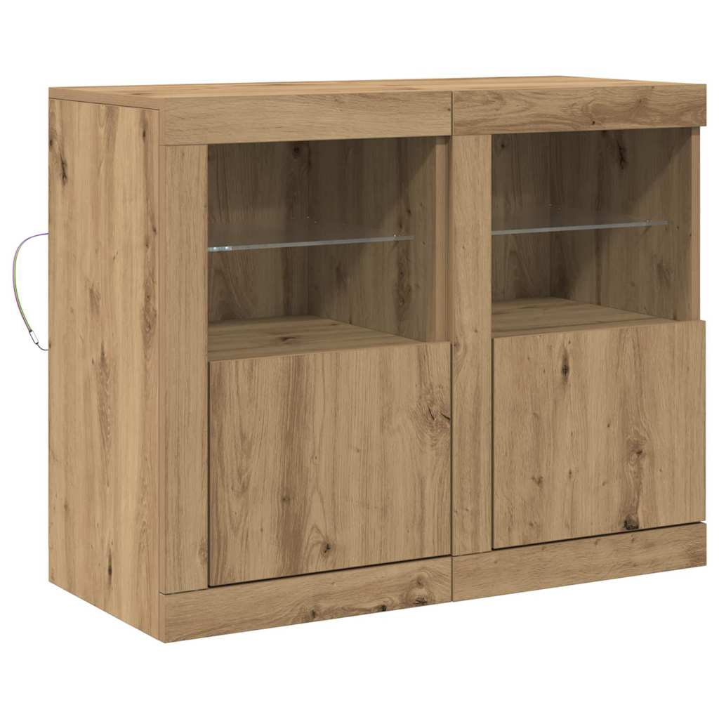 vidaXL Komoda LED 2 pcs Dąb rzemieślniczy 41 x 37 x 67 cm