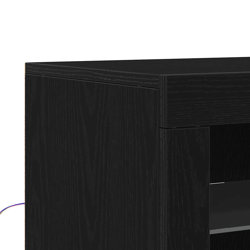 vidaXL Komoda LED Czarny Dąb 41 x 37 x 67 cm Materiał drewnopochodny
