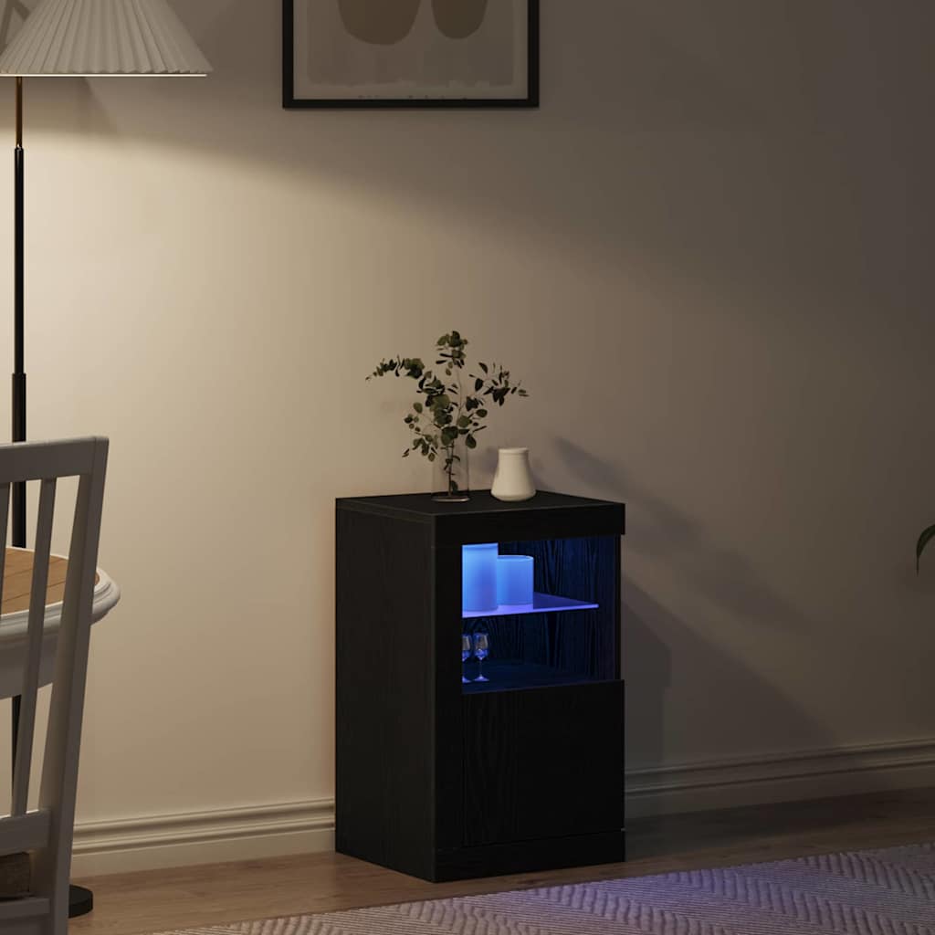vidaXL Komoda LED Czarny Dąb 41 x 37 x 67 cm Materiał drewnopochodny