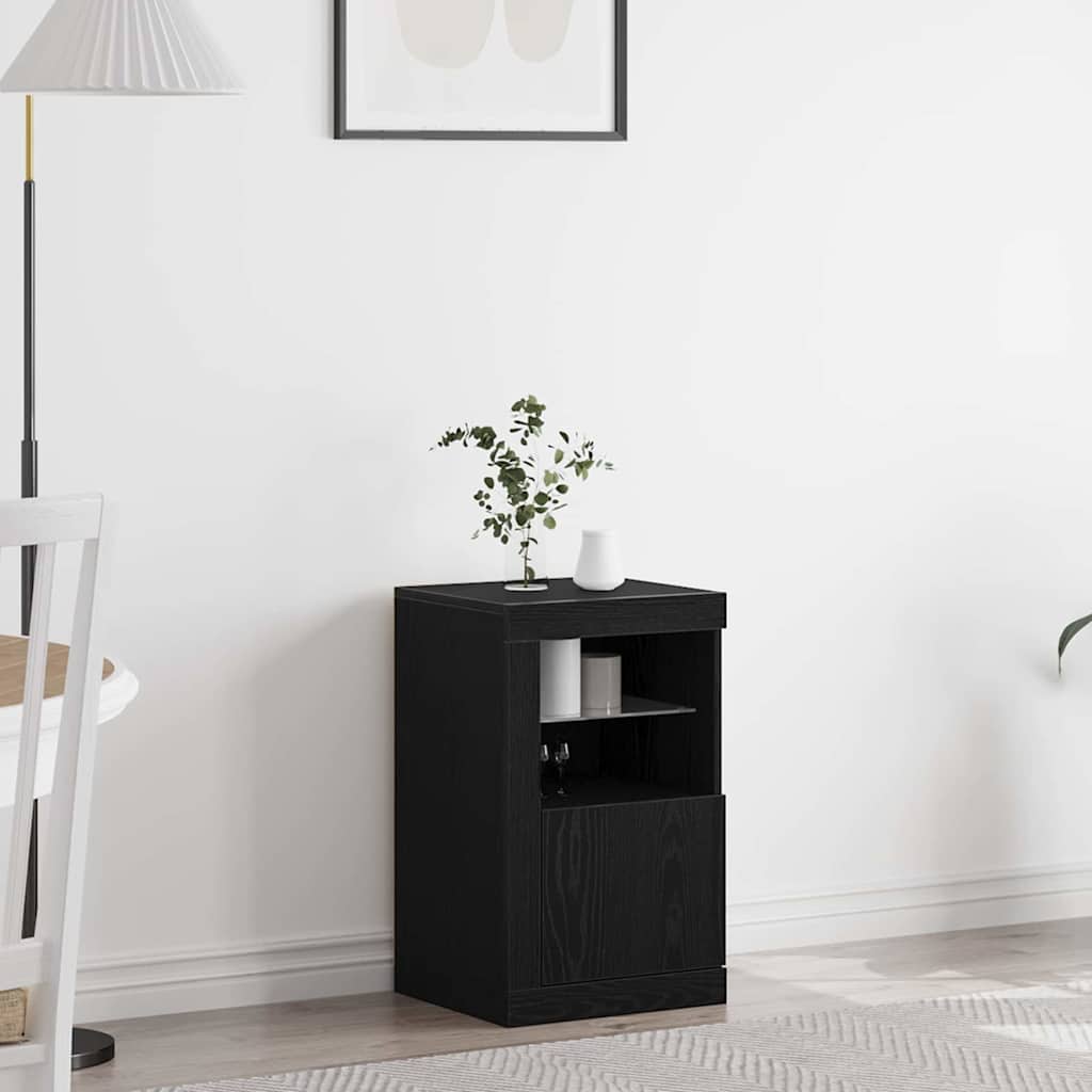 vidaXL Komoda LED Czarny Dąb 41 x 37 x 67 cm Materiał drewnopochodny