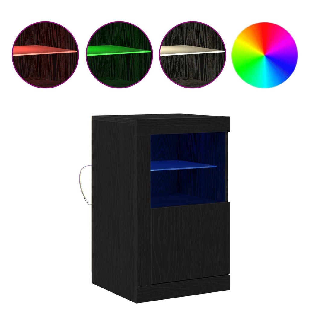 vidaXL Komoda LED Czarny Dąb 41 x 37 x 67 cm Materiał drewnopochodny