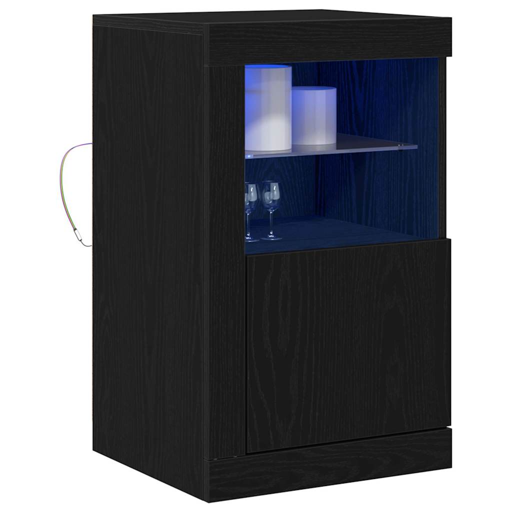vidaXL Komoda LED Ze LED Lights 2 pcs Czarny Dąb 41 x 37 x 67 cm