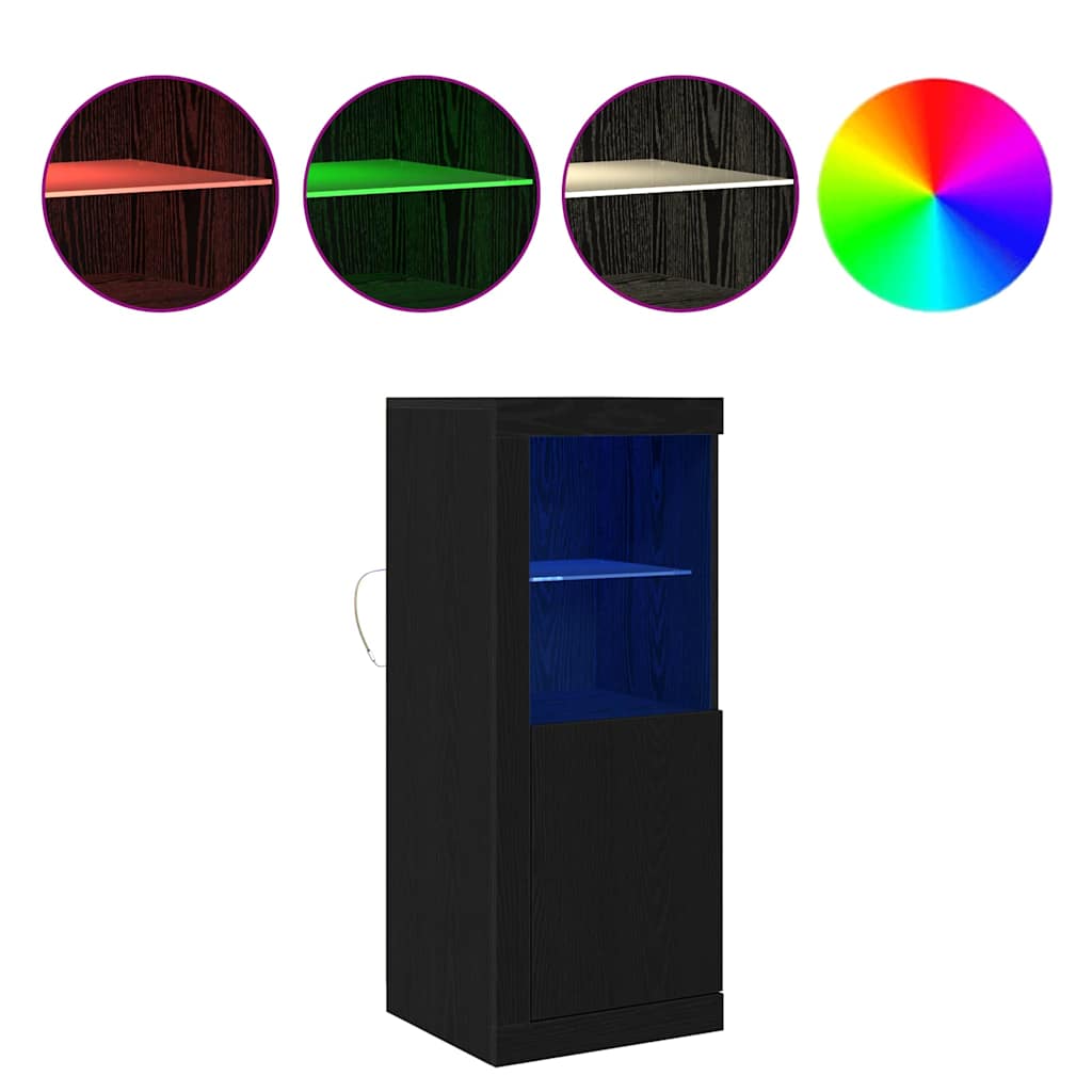 vidaXL Komoda LED Czarny 41 x 37 x 100 cm Materiał drewnopochodny