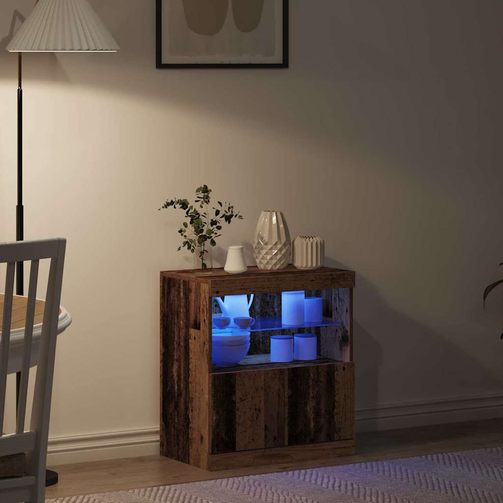vidaXL Komoda LED Brązowy 60,5 x 37 x 67 cm Materiał drewnopochodny