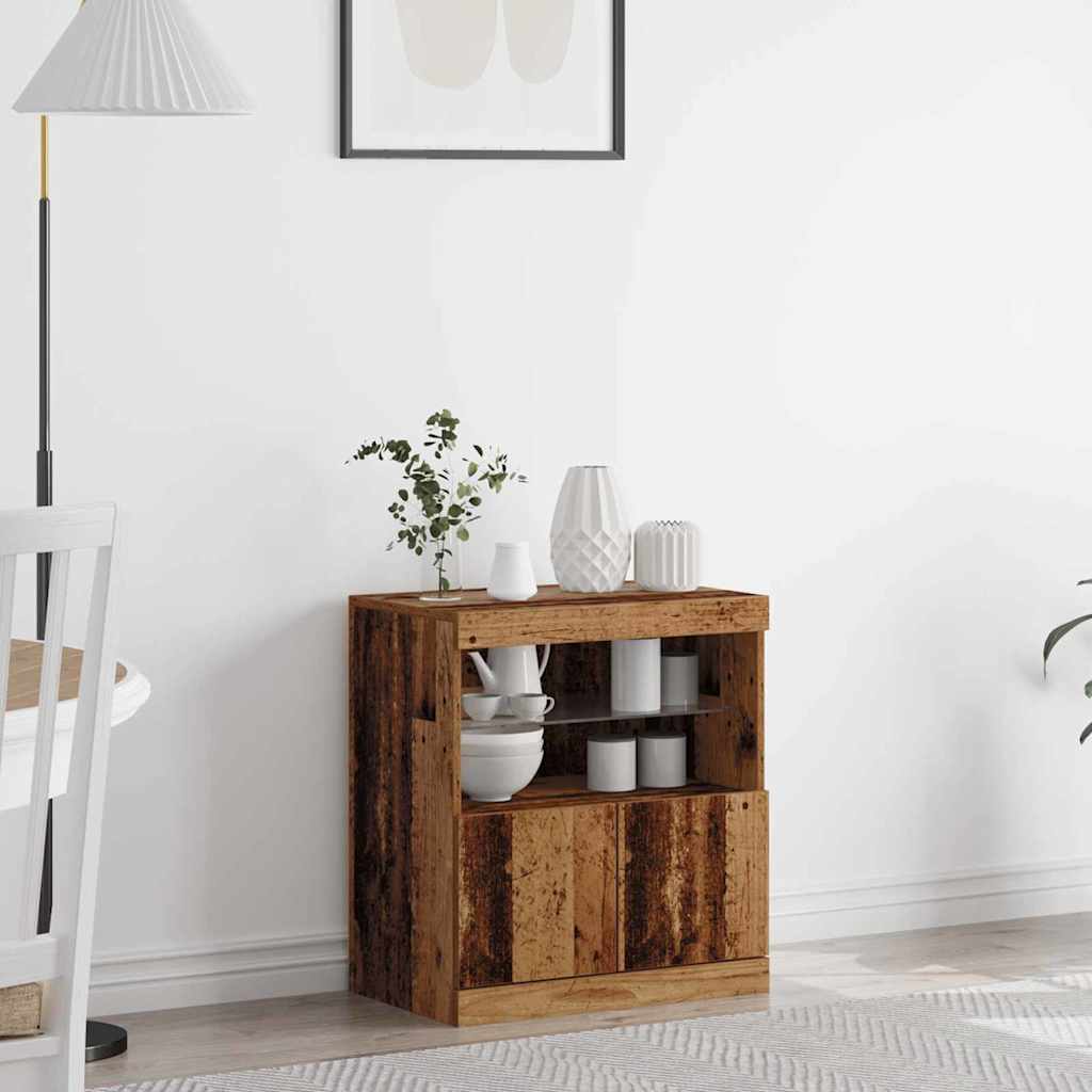 vidaXL Komoda LED Brązowy 60,5 x 37 x 67 cm Materiał drewnopochodny