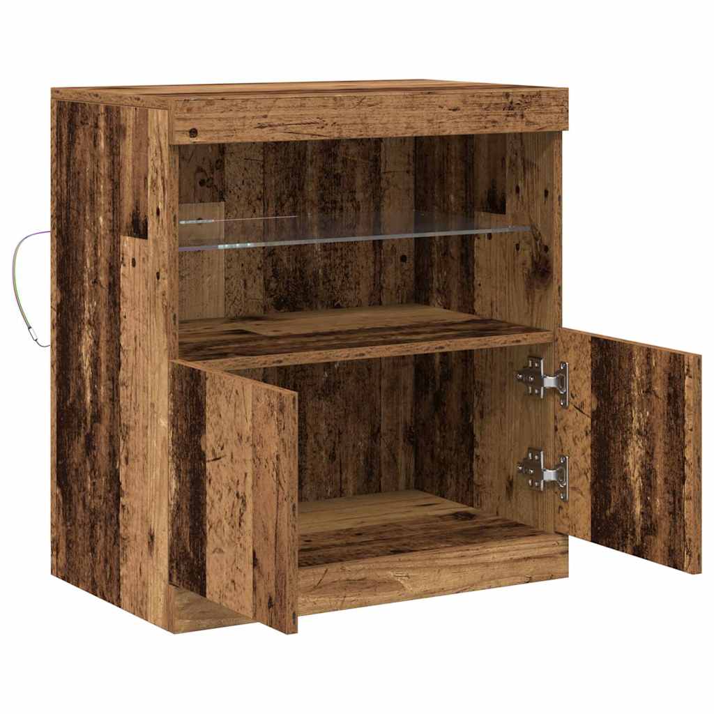vidaXL Komoda LED Brązowy 60,5 x 37 x 67 cm Materiał drewnopochodny