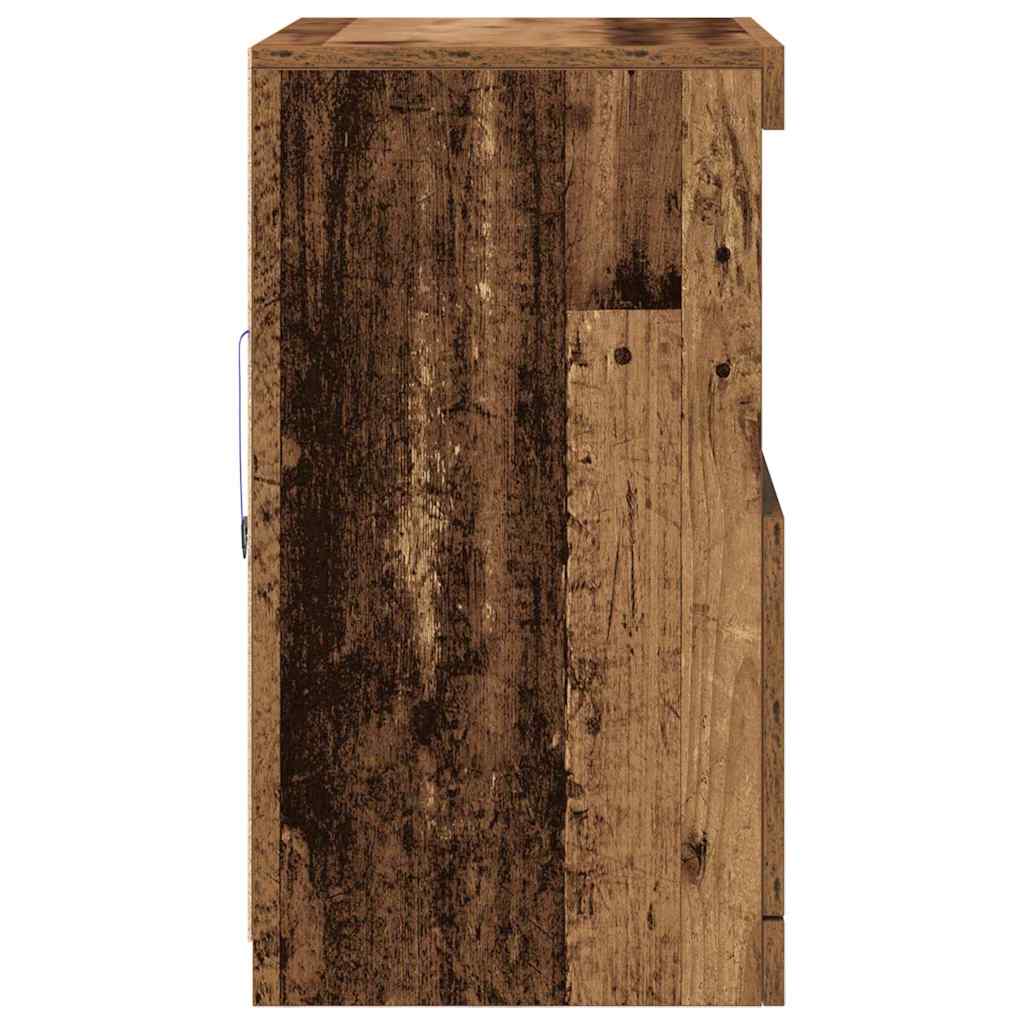 vidaXL Komoda LED Brązowy 60,5 x 37 x 67 cm Materiał drewnopochodny