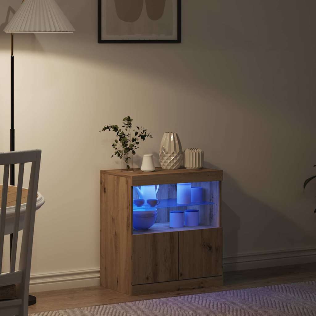 vidaXL Komoda LED Brązowy 60,5 x 37 x 67 cm Materiał drewnopochodny