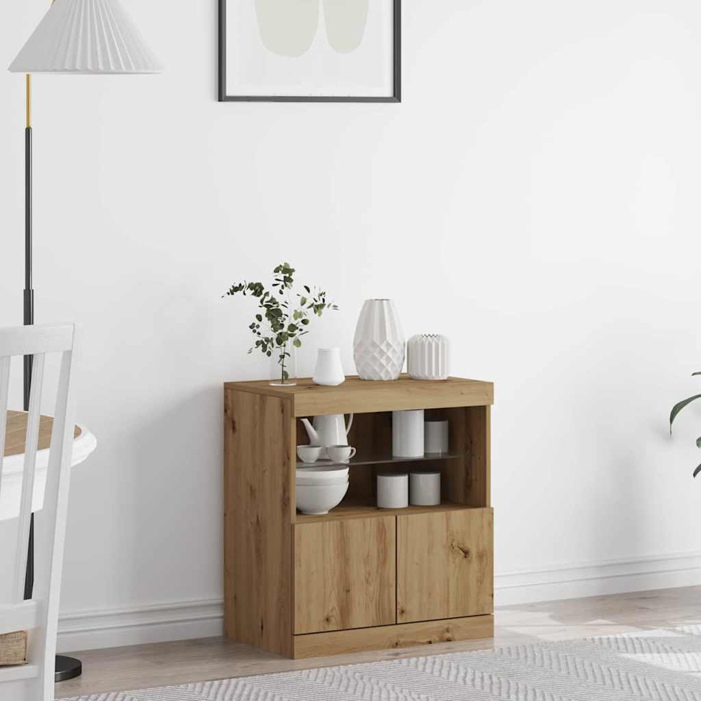 vidaXL Komoda LED Brązowy 60,5 x 37 x 67 cm Materiał drewnopochodny