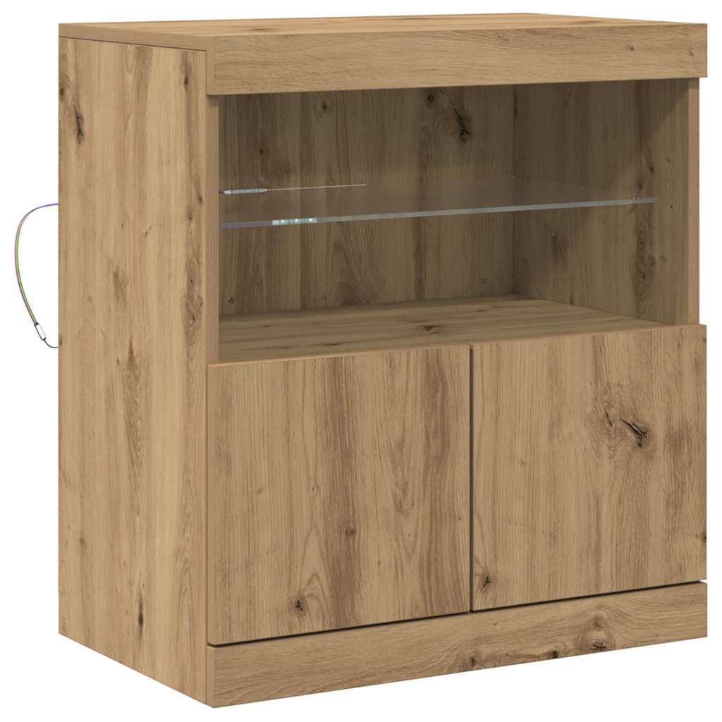 vidaXL Komoda LED Brązowy 60,5 x 37 x 67 cm Materiał drewnopochodny