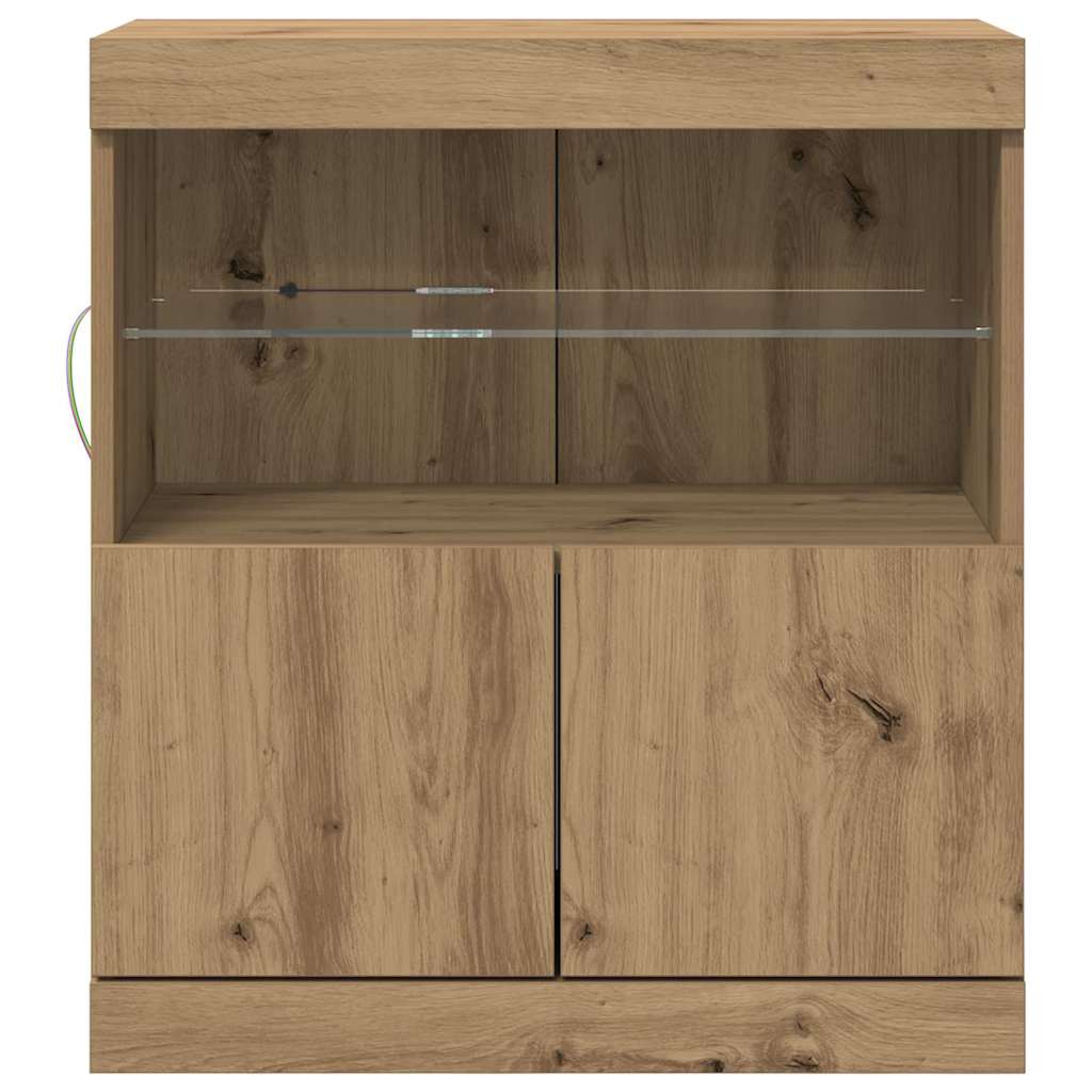 vidaXL Komoda LED Brązowy 60,5 x 37 x 67 cm Materiał drewnopochodny