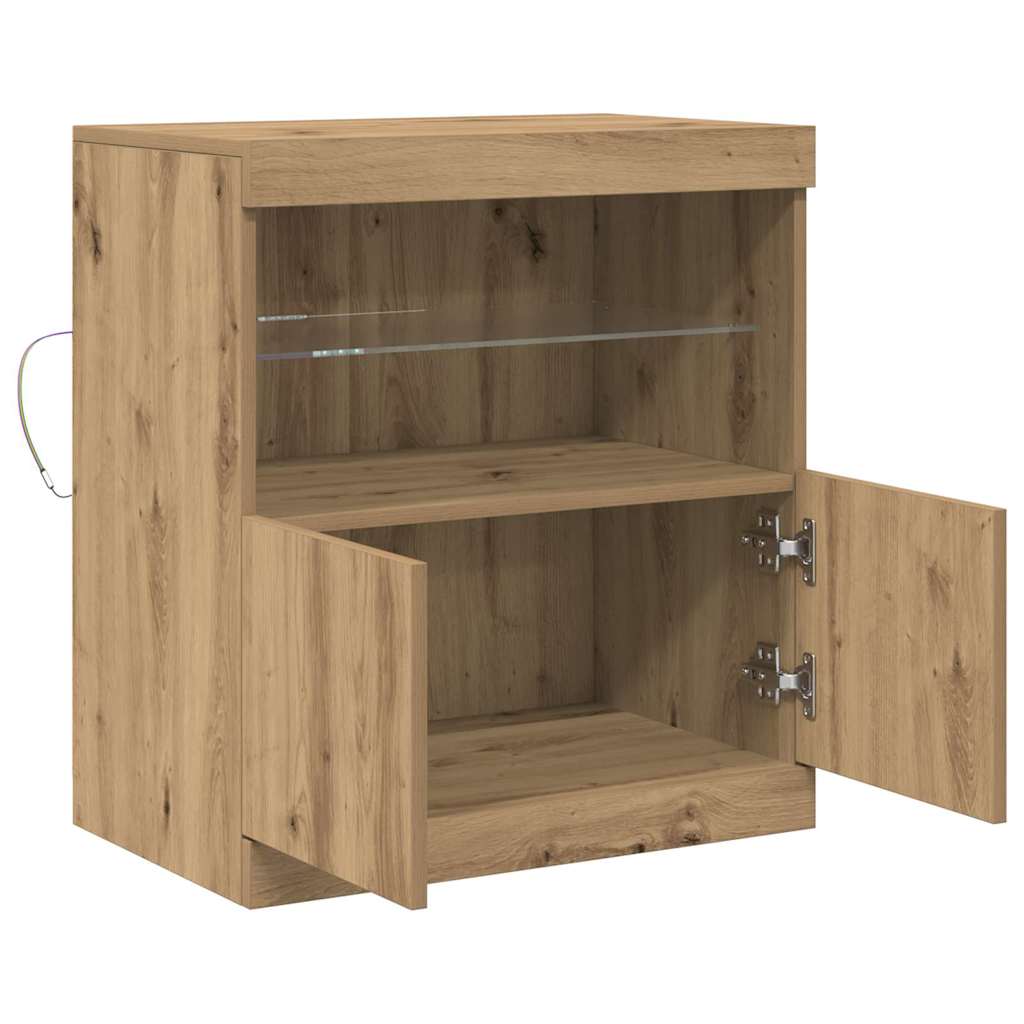 vidaXL Komoda LED Brązowy 60,5 x 37 x 67 cm Materiał drewnopochodny