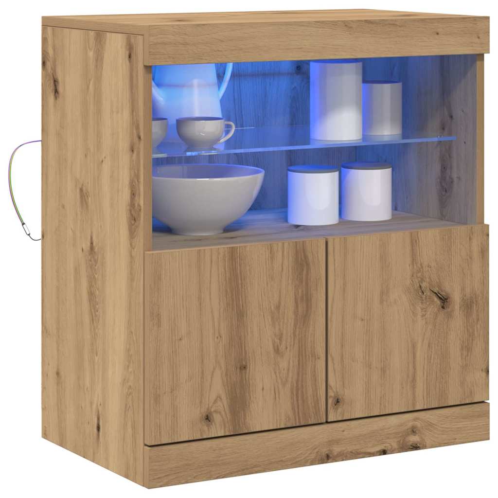 vidaXL Komoda LED Brązowy 60,5 x 37 x 67 cm Materiał drewnopochodny